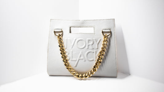 Ivory Black Curb Link Handbag